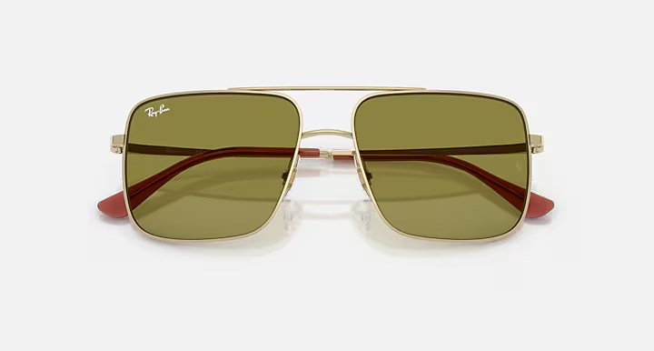 عینک آفتابی ری‌بن مدل RB3758 9213/2 Ari (اری) با فریم طلایی و عدسی سبز