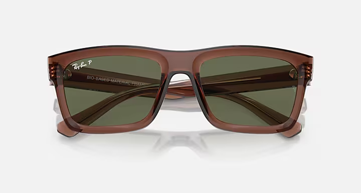 عینک آفتابی ری‌بن مدل Warren (وارن) RB4396 6678/9A رنگ شفاف قهوه‌ای با عدسی سبز پلاریزه زیست‌پایه