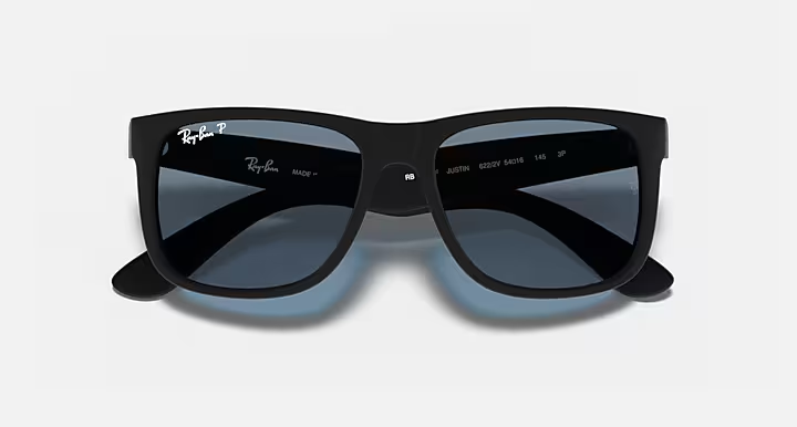 عینک آفتابی جاستین کلاسیک RB4165F 622/2V مشکی مات با عدسی آبی دودی پلاریزه