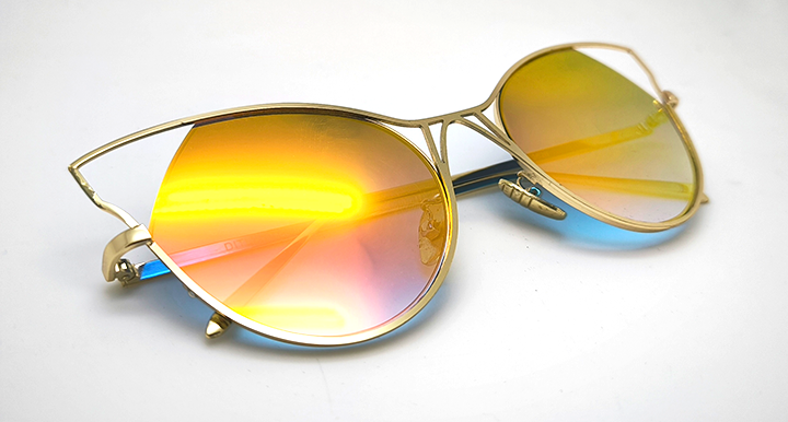 عینک آفتابی زنانه DITIAI مدل گربه‌ای 9626 آینه‌ای رفلکس آتیشی