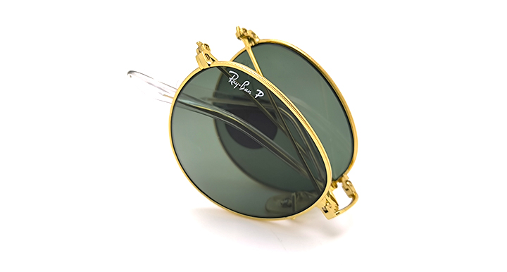عینک آفتابی گرد مسترکوالیتی ری‌بن تاشو RayBan با عدسی شیشه سبز پلاریزه | کد RB3532 001/58