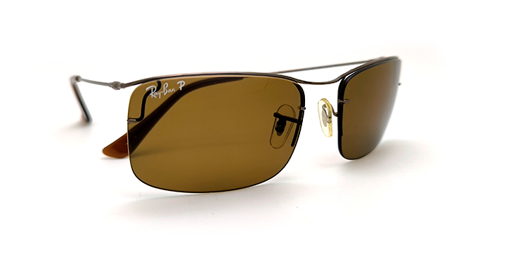 عینک آفتابی نیم فریم مسترکوالیتی ری‌بن RayBan با عدسی قهوه ای پلاریزه | کد RB3499 014/73