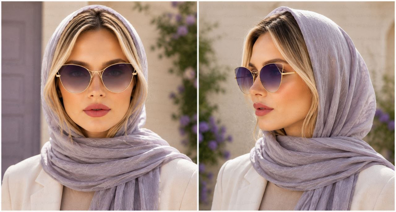 عینک آفتابی DITIAI مدل گربه‌ای ، عدسی هایلایت بنفش | کد 9626