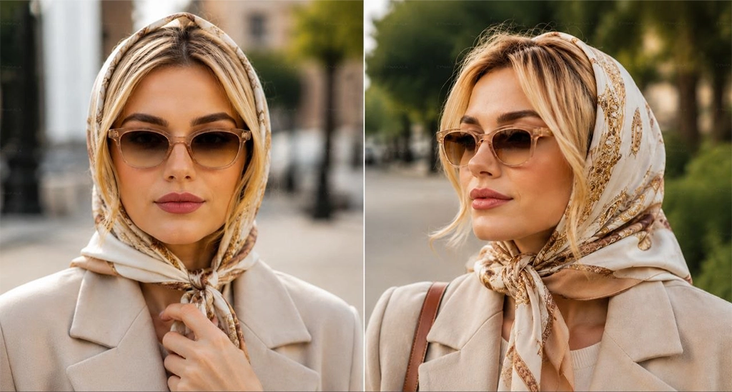 عینک آفتابی زنانه الهام گرفته از دیور (Dior) فریم نارنجی شفاف اکلیلی با عدسی هایلایت قهوه ای | کد 7901 AE8/A8
