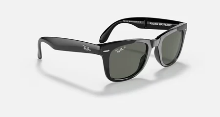 عینک آفتابی ری‌بن تاشو مدل RB4105 601/58 با شیشه پلاریزه سبز کلاسیک و فریم مشکی براق
